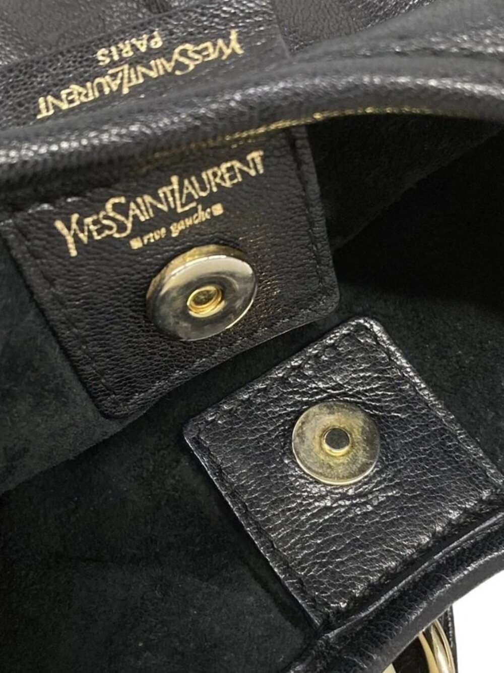 YvesSaintLaurent rivegauche (YSL) St-Tropez 129133 Black White Leather - Picture 10 of 15
